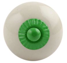 Cream Round Green Fitting Ceramic Knob